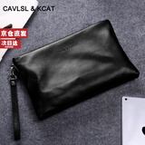 CavlslKcat手拿包男士手包真皮【2026年新款】大容量信封包头层牛皮长款钱包 黑色 小号 27*17*2cm