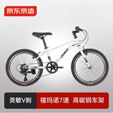 京东京造YC100青少年儿童自行车20英寸禧玛诺7速山地车珍珠白暑假礼赠好物