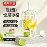京东京造冰块模具 冰格家用制冰盒神器COOL爽冰壶冰杯白色800ml 配吸管