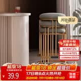 安尔雅凳子家用可叠放小凳子板凳矮凳餐桌圆凳带脚垫六腿厚坐垫 灰绒布