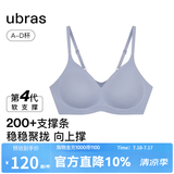 ubras【虞书欣同款】夹心软支撑小胸聚拢光面无痕内衣女无钢圈文胸罩 奶盐蓝色 S  70A/70B