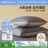 水星家纺枕套全棉枕头套100%纯棉A类枕头罩一对装双人家用宿舍48x74cm蓝