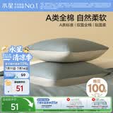 水星家纺枕套全棉枕头套100%纯棉A类枕头罩一对装双人家用宿舍48x74cm青