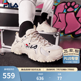 FILA 斐乐猫爪鞋4代女鞋老爹鞋情侣运动鞋复古时尚休闲鞋网面透气 【女款】古白色/白天鹅-AW 38