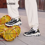 斯凯奇（Skechers）黑白金加绒老爹鞋女厚底增高百搭舒适保暖运动鞋