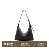 裘真（qiuzhen）【明星推荐】 经典hobo包植鞣牛皮腋下通勤休闲饺子女包 黑色-小号（羊皮） 小包/大包