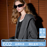 三彩【匠心大衣】100绵羊毛三彩2025冬季新款毛呢外套连帽风衣女M