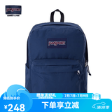 JANSPORT杰斯伯书包轻便双肩包男女旅行包简约背包电脑包学生校园 4QUE003海军蓝/藏青色-侧袋+隔层