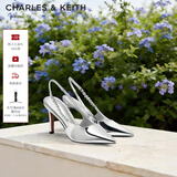 CHARLES&KEITH质感链条尖头高跟凉鞋子女鞋生日礼物送女友CK1-60280377 Silver银色 37 (235)