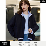 ELLE【明星同款】90白鸭绒针织披肩外套女2025冬新款新年短款羽绒服 藏青【披肩款】 S
