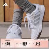 adidas ENTRAP美式校园风运动少年感复古篮球风板鞋男女阿迪达斯 白色/暗银金属/树脂黄   35.5