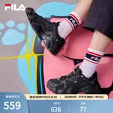 FILA 斐乐猫爪鞋4代女鞋老爹鞋情侣运动鞋复古时尚休闲鞋网面透气 【女款】黑-BK 38
