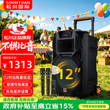 松川国际 SS1 户外移动大功率演出活动K歌唱歌拉杆广场舞音响无线蓝牙便携式会议培训拓展演讲露营音箱 豪华版 12吋重低音+号角高音+美声调频话筒