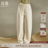 日着设计师女装2025秋季新款运动休闲宽松显瘦高级窄版直筒长裤子 米白 XL