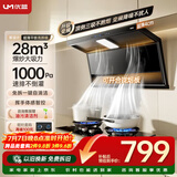 优盟（UM）【上门安装】顶侧双吸抽油烟机28风量家用变频1000Pa大吸力一级能效免拆自清洁超薄以旧换新UC167D