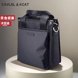 CavlslKcat男士斜挎包2026年新款休闲手提电脑包通勤商务公文包大容量单肩包 黑色小号 10-12寸