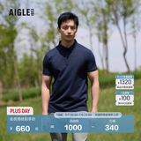 AIGLE艾高轻奢短袖T恤春夏经典款速干吸湿COOLMAXpolo衫上衣男 帝国深蓝 AW602 L (180/96A)