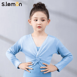 s.lemon 儿童舞蹈服披肩外套保暖针织长袖毛衣芭蕾舞女童练功服外搭上衣 浅蓝色披肩 2XL /150（建议身高130-140cm）