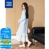 唐狮（TonLion）2024长袖连衣裙长款韩系毛衣裙内搭针织打底裙 婴儿蓝 S 