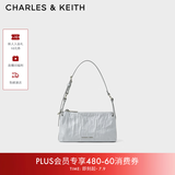 CHARLES&KEITH褶皱手提斜挎小方包腋下包女士生日礼物CK2-80160183 CK2-80160183Grey灰色 S