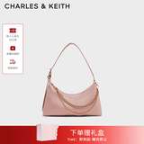 CHARLES&KEITH柔软拉链式褶皱单肩包腋下包包女包生日礼物CK2-40782472 Light Pink浅粉色 S