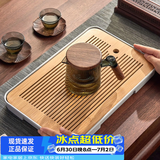 忆壶茶（YIHUTEA）茶盘托盘家用茶台带排水小型沥水储水实木功夫托盘泡茶具竹茶托 大号茶盘（白色）36.5*24cm