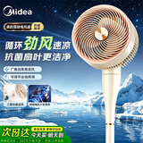 美的（Midea）电风扇空气循环扇台式桌面两用家用摇头超静音落地宿舍办公室卧室低噪换气扇 杏粉色-加大抗菌扇叶-24XFT
