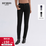 深呼吸DEEP BREATH女装加绒加厚中腰修身弹力休闲小脚牛仔裤女A100140 黑 M (3)