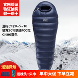 黑冰羽绒睡袋户外G400|G700|G1000|G1300鹅绒露营超轻睡袋可拼接情侣 新标准蓝色G400  M-174身高以下
