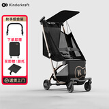 KinderKraft【品牌热销】口袋推车可坐可躺遛娃神器轻便一键收车婴儿推车轻便 KP6躺睡款+扶手组合装【黑色鎏金】送脚托