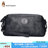 暇步士（Hush Puppies） 手拿包包头层牛皮大容量休闲商务男包银灰色送男朋友生日礼物