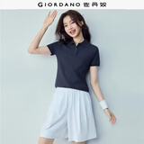 佐丹奴polo衫女夏季新款翻领上衣珠地布修身短袖POLO衫女05311399