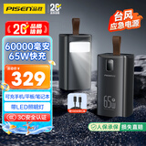 品胜【3C认证】台风应急电源充电宝65W快充60000毫安大容量带手电功能适用笔记本苹果17pro60W40W
