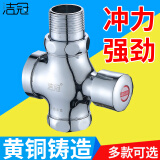 洁冠（JIEGUAN）蹲便器冲水阀手按式厕所开关延时阀大便冲洗阀自闭式卫生间冲便器 黄铜大体1寸