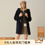 ELAND【经典长期主义】羊毛衣恋毛呢外套女休闲大衣新款 EEJWF4TE01藏青色(59)Navy S /160
