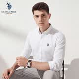 U.S. POLO ASSN.长袖衬衫男春秋纯棉牛津纺商务休闲宽松免烫透气男衬衣白色XL