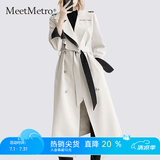 MeetMetro玛依尔女神范收腰风衣外套女2026秋季新款气质中长款大衣 杏色【现货闪电发】 S