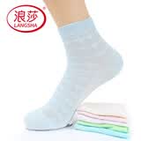 浪莎6双浪莎langsha薄女袜子纯棉中筒袜网眼透气清夏季运动棉袜棉袜子 混色6双 均码