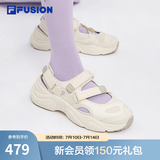斐乐（FILA）FUSION斐乐玛丽珍凉鞋女鞋凉拖魔术贴海螺沙滩鞋 古白色/燕麦色-AO 37.5