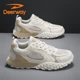 德尔惠（DEERWAY）男鞋子男2026夏季老爹鞋男士防滑耐磨时尚百搭运动跑步鞋 米白 39