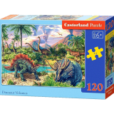 Castorland 波兰进口拼图120片 儿童智力玩具男孩女孩礼品幼儿园 恐龙火山13234