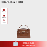 CHARLES&KEITH鳄鱼纹凯莉包手提斜挎婚包包女包生日礼物送女友CK2-50270880-1 Chocolate Croco巧克力鳄鱼纹色（新色） S