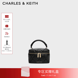 CHARLES&KEITH菱格链条手提斜挎小方包盒子包包女包生日礼物送女友CK2-80782534 Black黑色 小包