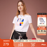 斐乐（FILA） 女装官方女士短袖T恤夏季休闲运动内搭t恤百搭短T上衣 标准白-F11W118151F L （170/88A/L）