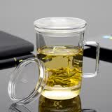 76茶业水杯泡茶杯耐热高硼硅玻璃杯办公室茶水分离杯带盖绿茶杯 450ml（含内胆） 450ml 1只