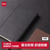 得力（deli）48K/120张商务记事本笔记本子 皮面本办公会议日记本 黑色BP127