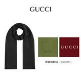 古驰（GUCCI）男女同款经典双G双面印花流苏爆款围巾黑色