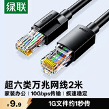 绿联超六类网线 CAT6A类万兆成品网线 2米家用电脑网络宽带工程跳线8芯双绞线带双接头兼容千兆黑55157
