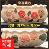 【东东农场专供】绿植盆栽大口径多肉陶瓷素烧透气粗陶手绘小花盆 JB拼盘组合2个-002 【看图标注】
