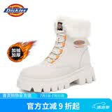 Dickies女士雪地靴女靴加绒马丁靴加厚保暖棉靴高帮休闲靴子 米色 38 